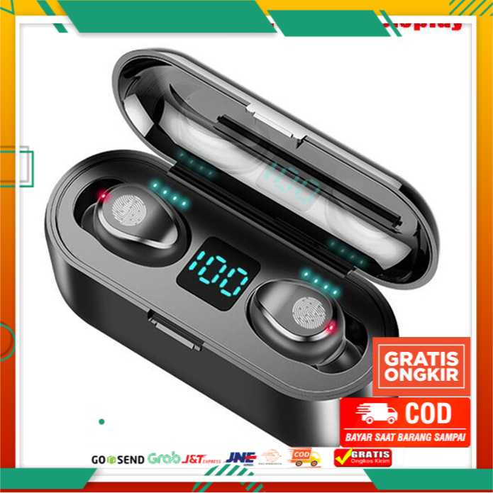 ZEBRA TWS Earphone Bluetooth 5.0 LED Touch Powerbank Dock 2000mAh F9-2