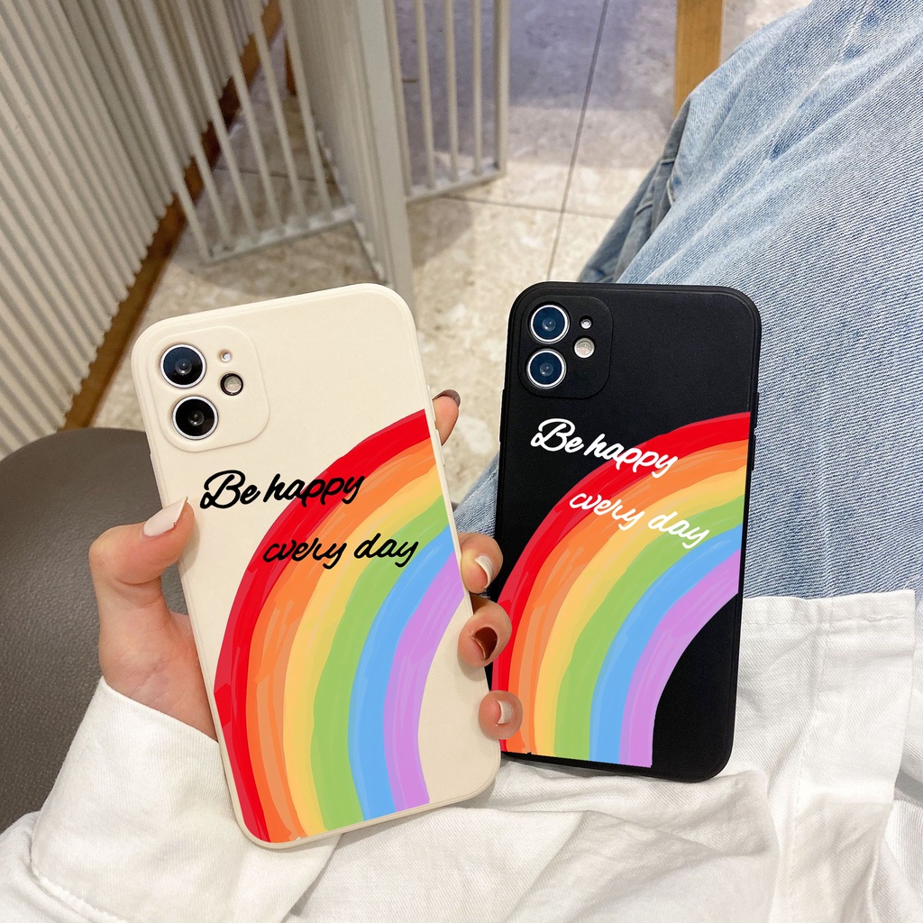 Case iPhone 7 8 Plus X XS MAX XR SE 2020 Case Silikon Pelangi - Silicone Cute Rainbow Pattern Phone 