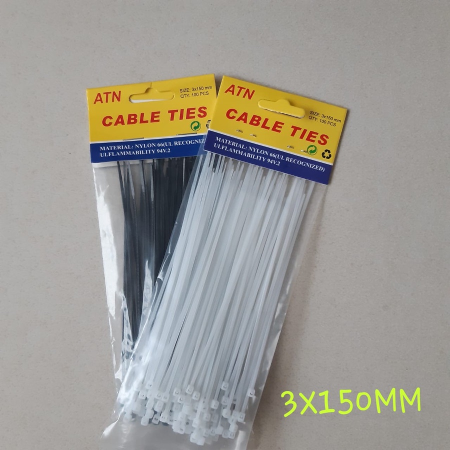 Kabel Ties 15 cm (3x150 mm) /Cable tie/Kabel Tis Putih/Hitam