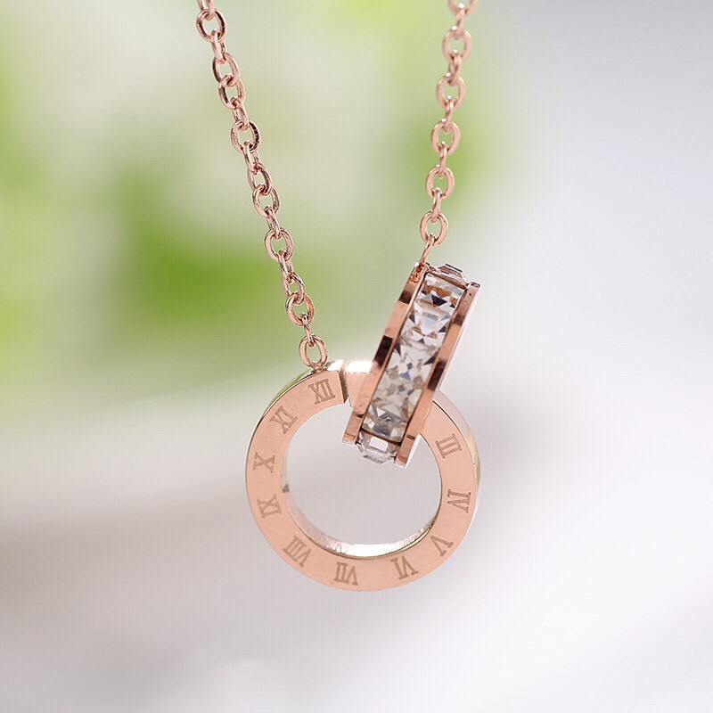  Kalung  wanita titanium lapis emas  model  roman cincin ganda rose  gold 012 Shopee Indonesia