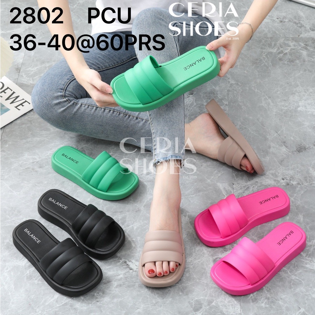 PVC Sandal Slop Wanita Jelly Import Korean Bahan Karet Rubber Elastis Tebal Tinggi Sol Anti Slip Sendal Kokop Balance 2802