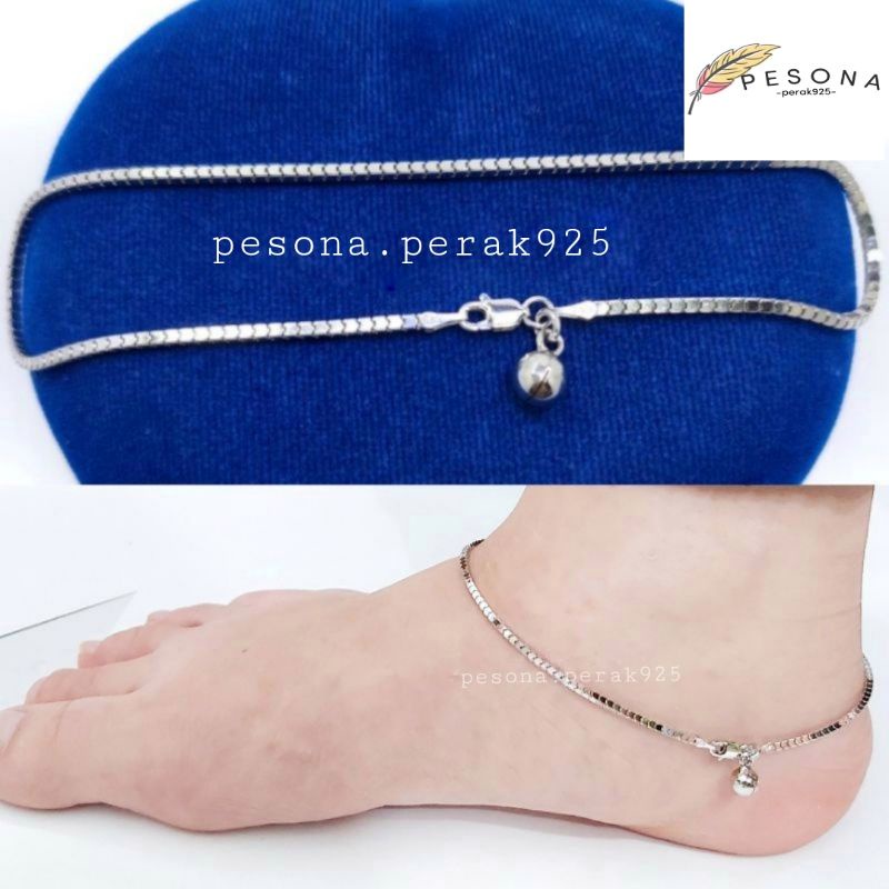 GELANG KAKI PERAK ASLI SILVER 925 LAPIS EMAS PUTIH - MODEL MILANO ICE - PERHIASAN PERAK WANITA