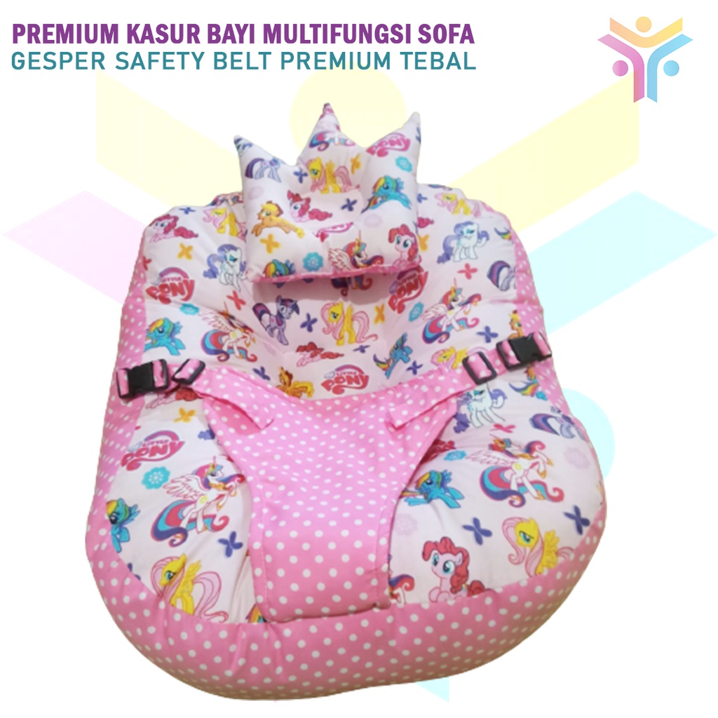 24 || PREMIUM KASUR BAYI MULTIFUNGSI SOFA BAYI DENGAN GESPER SAFETY BELT PREMIUM TEBAL FREE BANTAL PEYANG CROWN