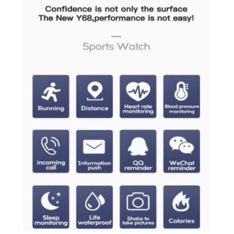 SmartWatch Y68 Sport Tahan Air Bluetooth