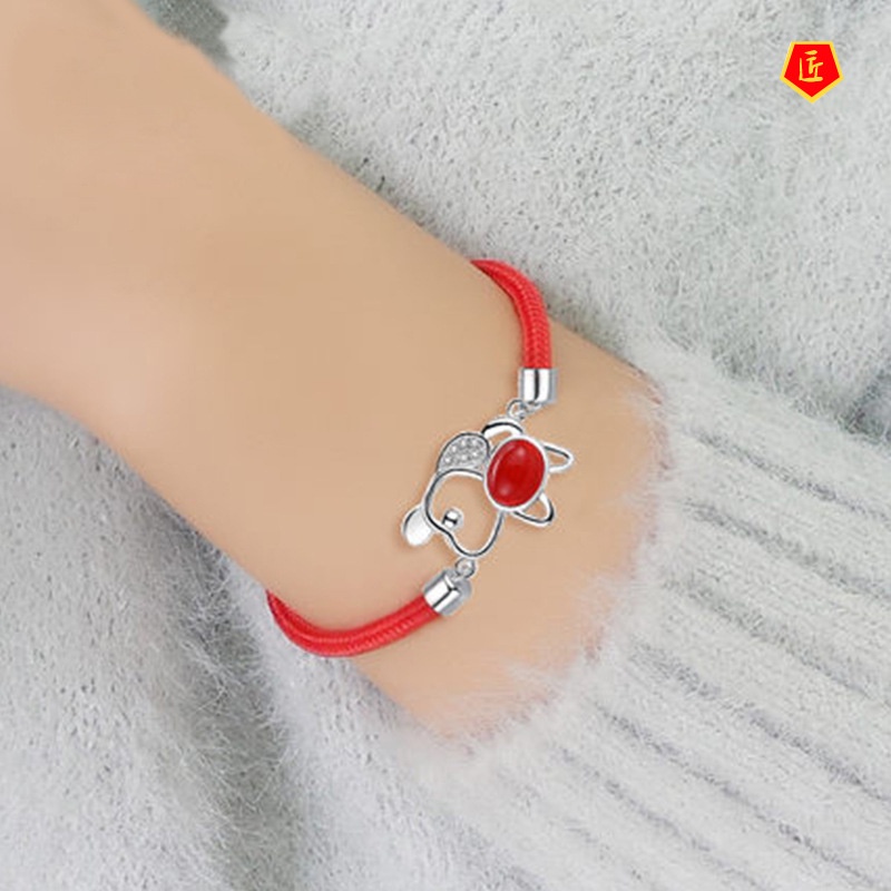 [Ready Stock]Red Rope Auspicious Red Agate 925 Silver Bracelet