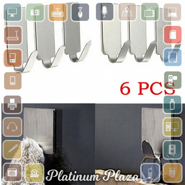 Taffware Gantungan Serba Guna Adhesive 6 PCS - DWC13F - Silver`A14F52-