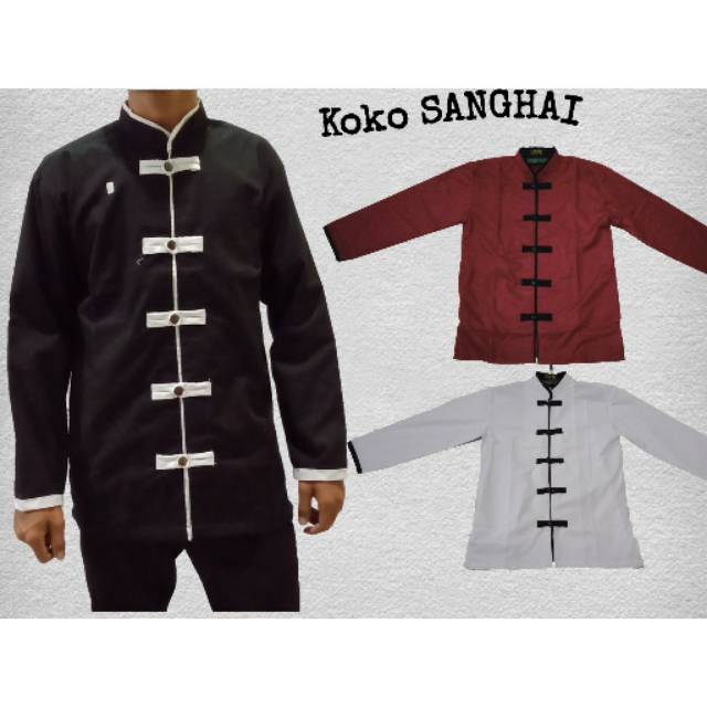 Baju Koko Ip-Man Design/Full Kancing Sanghai/Koko Pria Premium