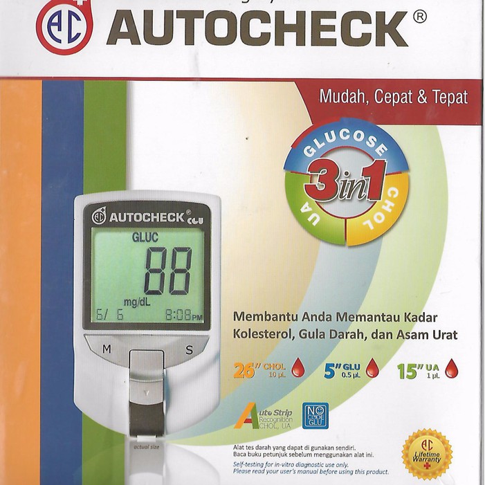 Alat check gula darah 3in1 / alat gula darah autocheck