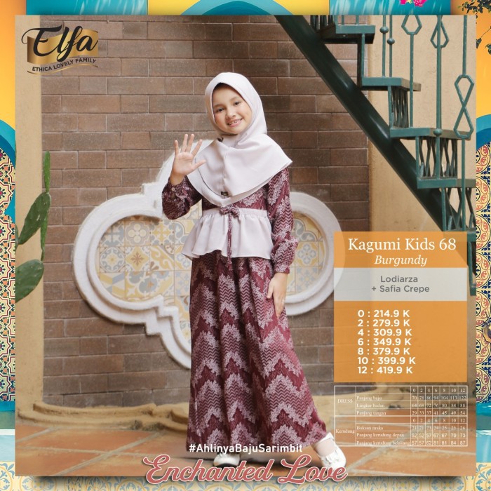 GAMIS ANAK TERBARU 2021 ETHICA KAGUMI KIDS 66 BURGUNDY