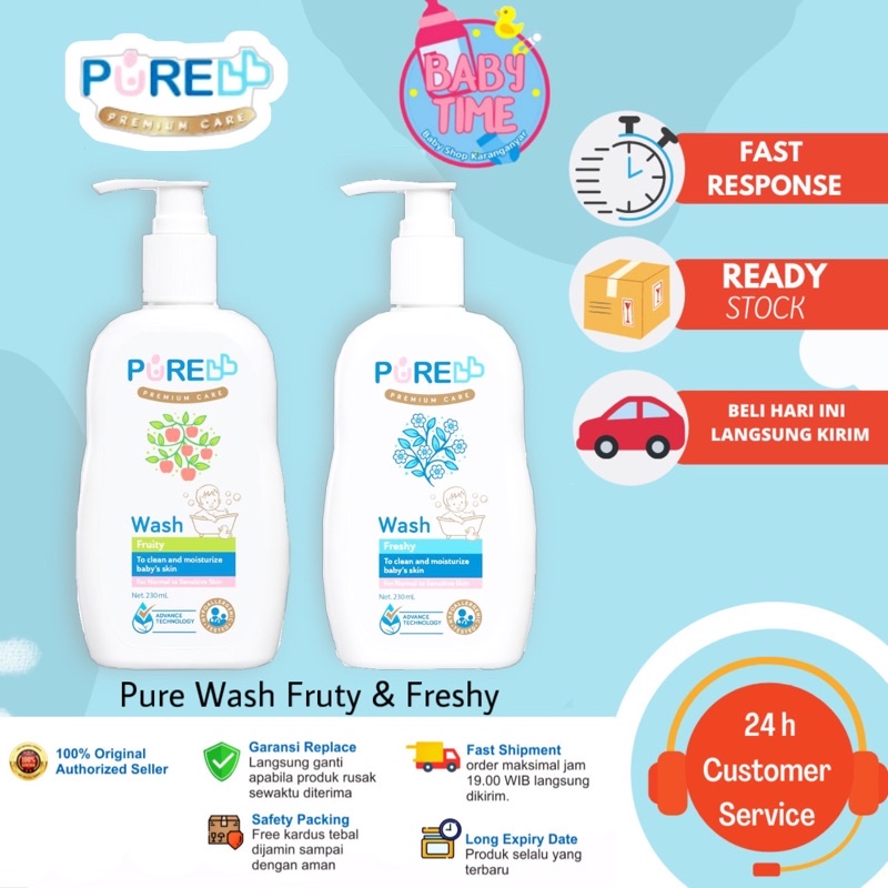 Pure BB Wash Freshy &amp; Fruity 230ml Sabun Mandi Bayi Hippoalergenic PureBb