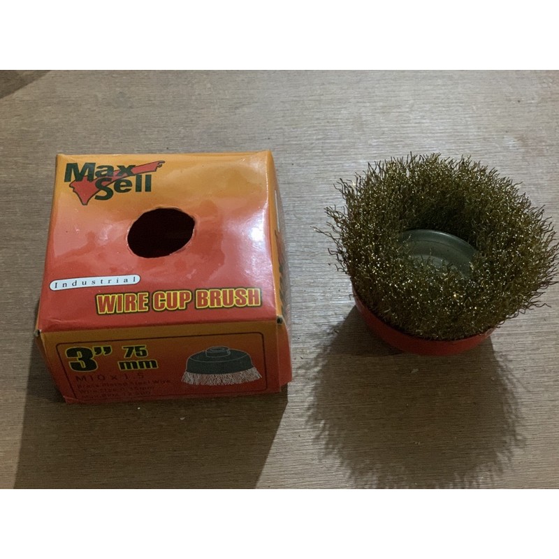 Sikat kawat mangkok 3” kuning maxsell / cup brush gerinda tangan