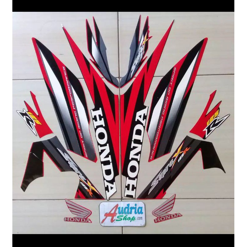 Stiker Supra x 125 2006 merah hitam