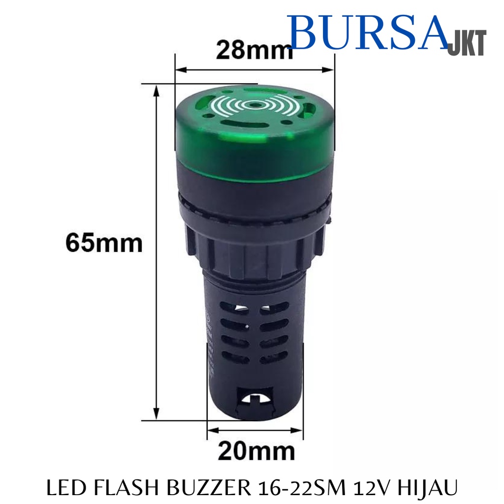 LAMPU FLASH BUZZER LED PILOT BEEPER ALARM SIGNAL AD 16-22SM 12V