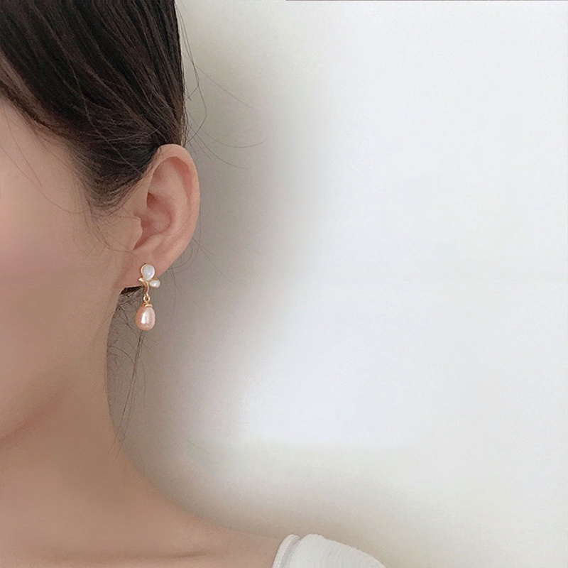 Anting Juntai Bentuk Kupu-Kupu Hias Mutiara Warna Pink Untuk Wanita Butterfly