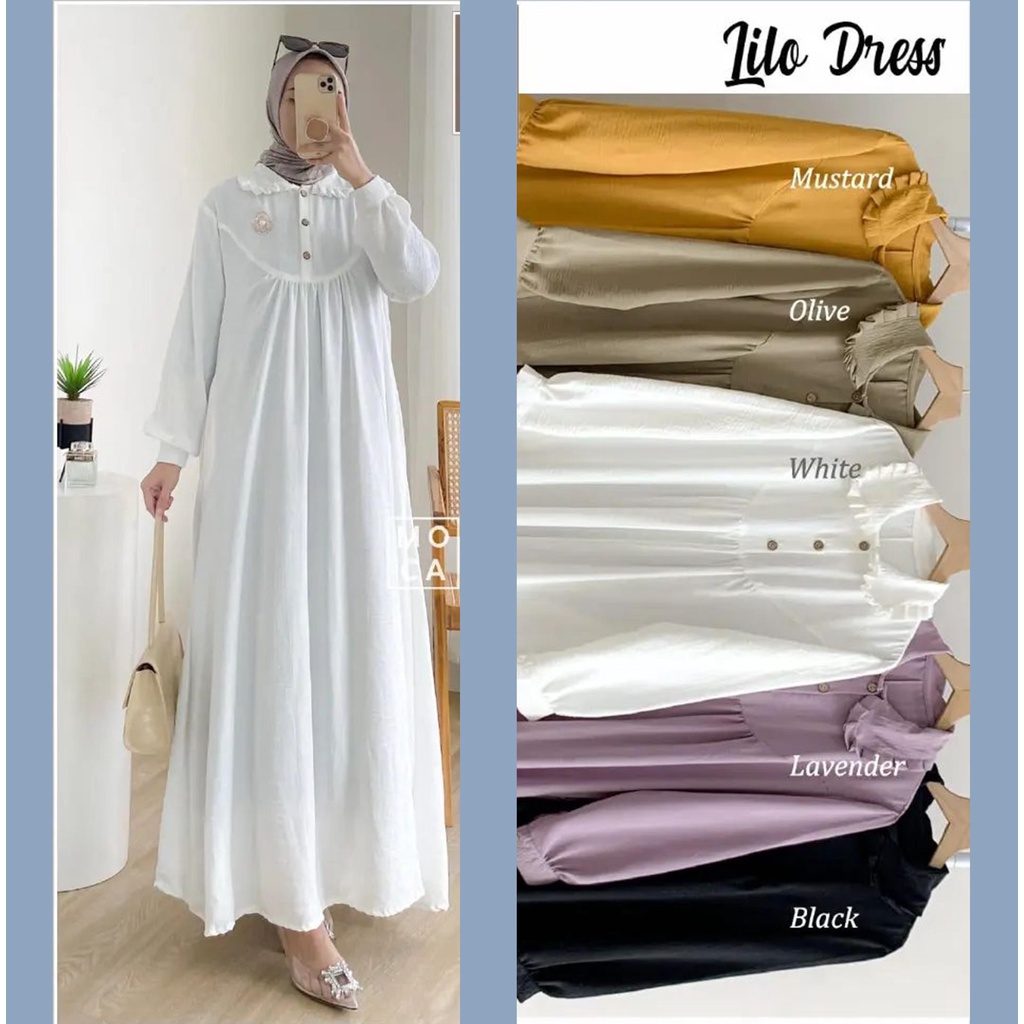 Lilo Dress Gamis Maxy Cringkle Airflow Busui Friendly