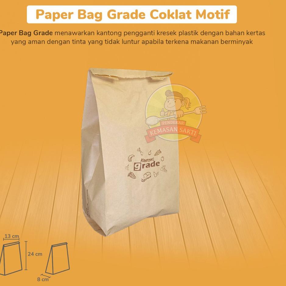 

[Bayar di tempat] ➮ (Isi 100) Paper Bag 13x8x24 Coklat Motif Polos / Kantong Kertas Coklat Motif Pol