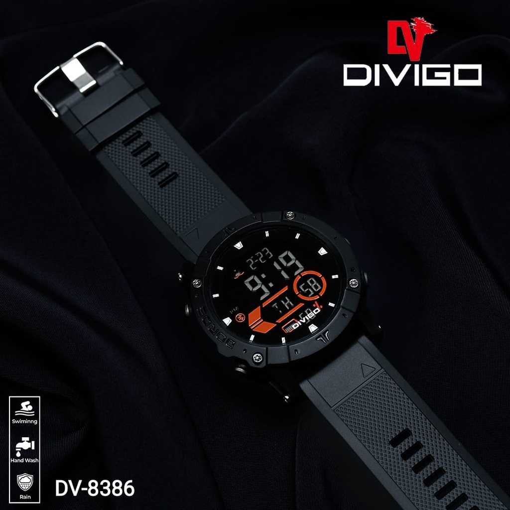 Jam Tangan Digital Pria DV-8386 strap Rubber Water Resistant 3ATM