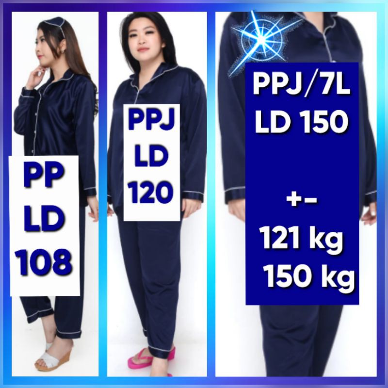 Baju tidur jumbo LD 150/piyama set celana satin polos