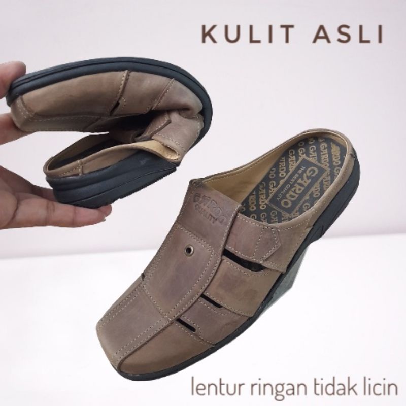 Sandal sepatu pria/selop kulit asli/sepatu sandal kulit/sandal bustong/sandal kasual/sandal slip on