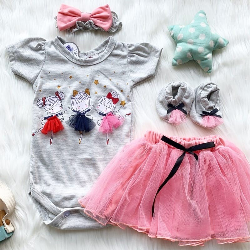 Baju setelan jumper rok tile bandana booties murah bayi cewek babygirl pergi jalan lucu -thr