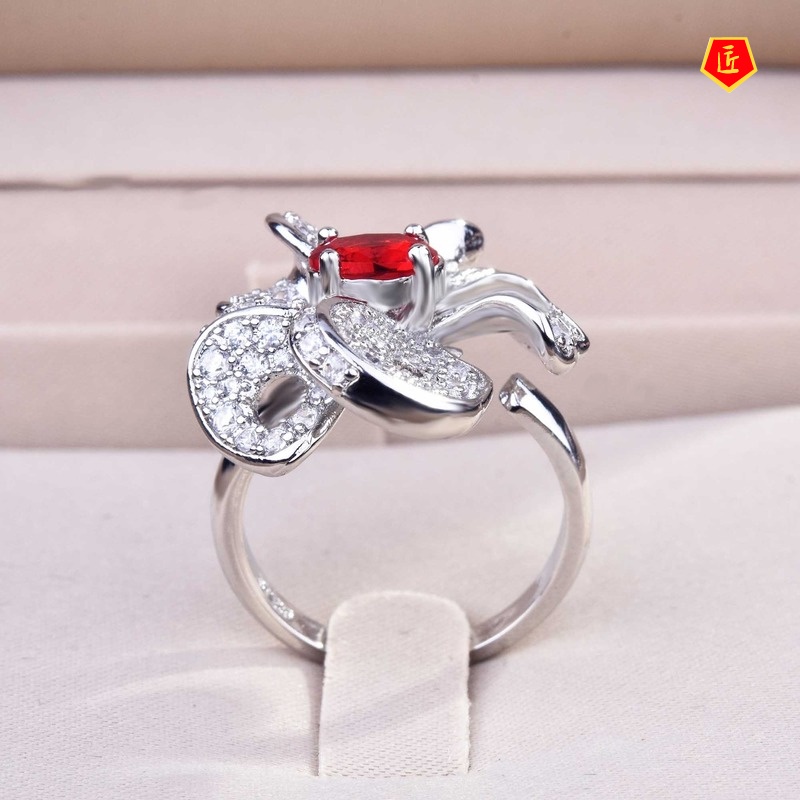 [Ready Stock]Women's Luxury Natural Ruby Butterfly Ring Fashion Design