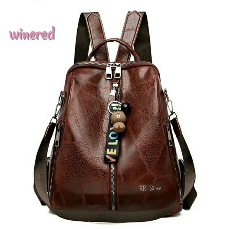 Tas Multifungsi Wanita Ransel Fashion Korean Stylish Kulit Lembut Varian Hitam Coklat