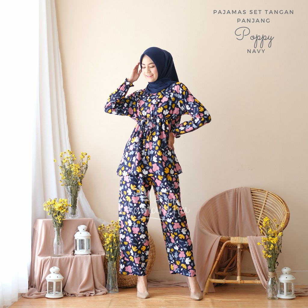 

vSamantha - Pajamas Set / Piyama Set Muslim Busui Friendly II - Tangan Panjang, Celana Panjang