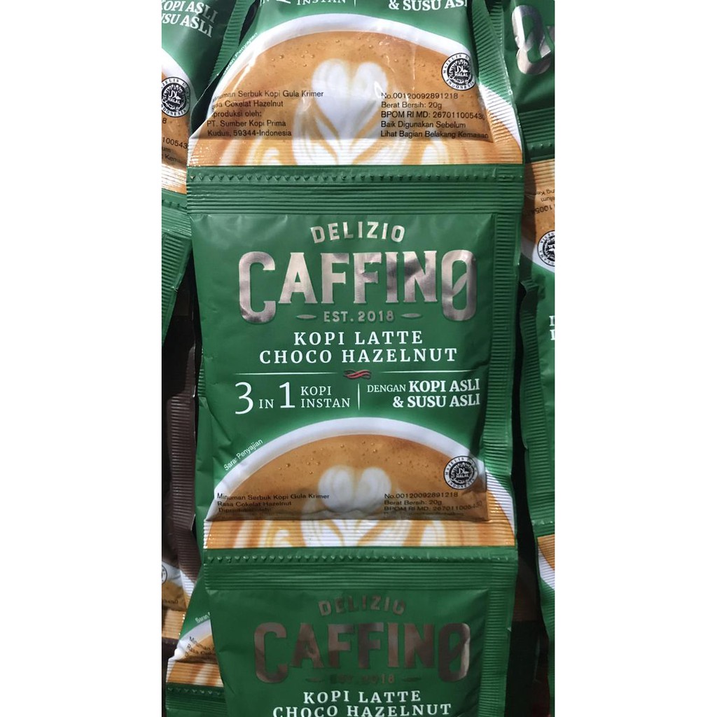 

H8Ng Delizio Caffino Kopi Latte Choco Hazelnut 1 Renceng 10 Sachet Hijau Wnwa