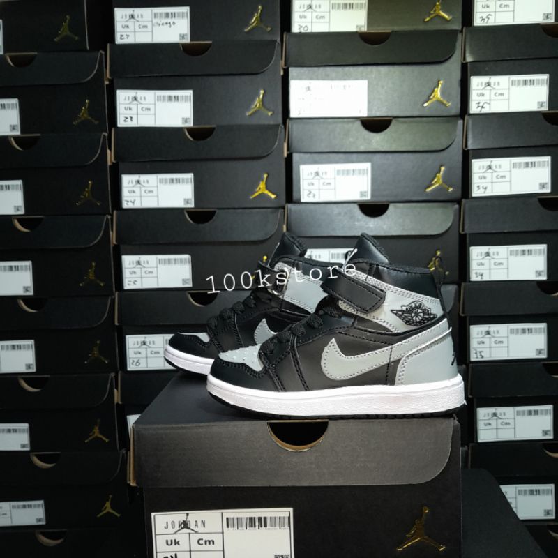 sepatu anak laki Nike Jordan blck grey size 21-35 jaminan real pict