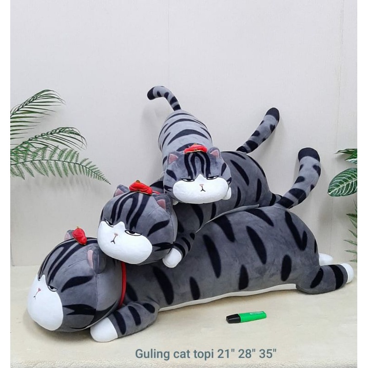 Guling Cat Topi Size 21&quot;/53cm/boneka animal/boneka kucing/bantal guling cat/Guling Boneka Furyu Cat/Boneka Kucing Abu