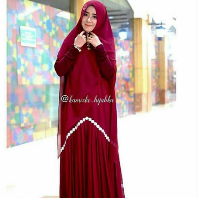 Preloved medina set kameela hijabku maroon L
