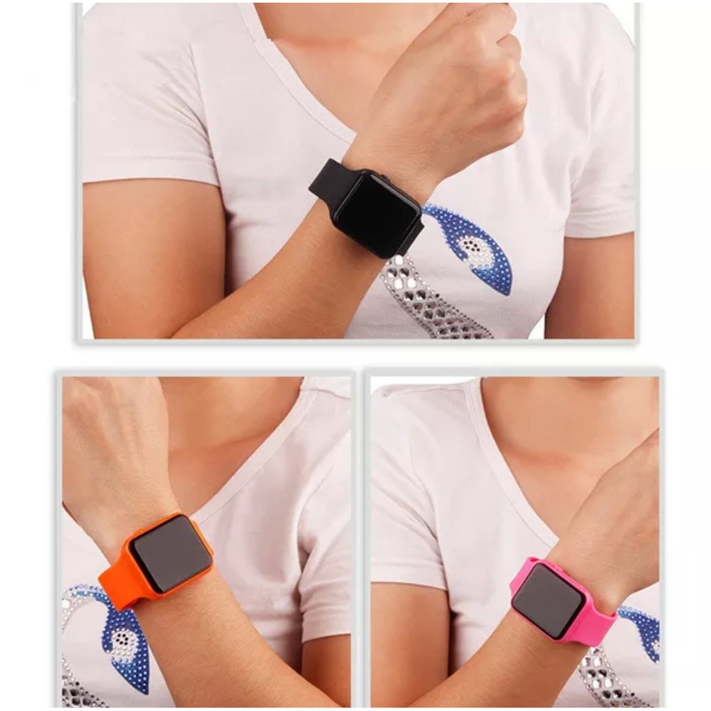 Cheaper-Jam Tangan LED Digital Sport Model Apple Segi Kotak Jam Anak / Dewasa Unisex Jam Cowok Cewek Fashion