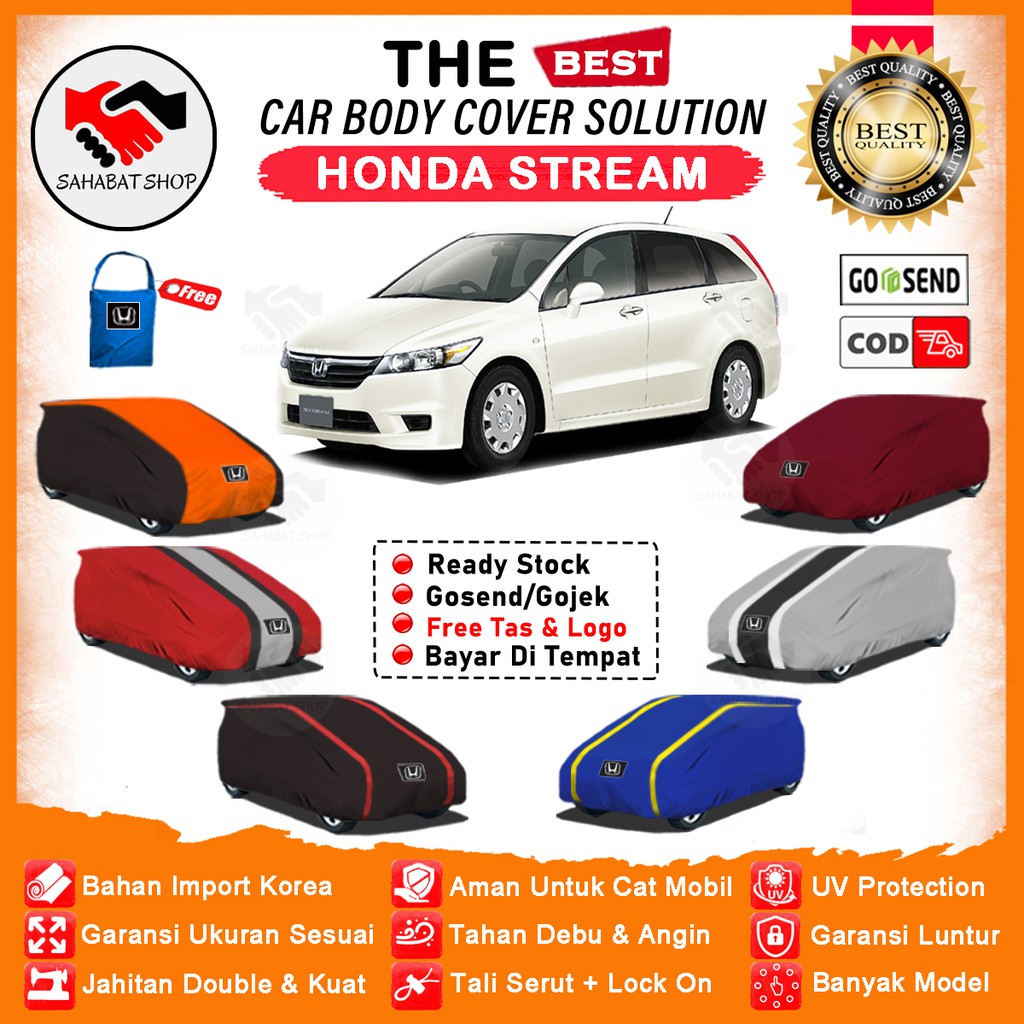 Sahabat Body Cover Mobil Stream / Sarung Penutup Honda Stream Outdoor / Selimut Mantel Tutup Jas Pelindung Kerudung Mantol Pembungkus Kelambu Terpal Tutupan Kerodong Bungkus Mobil Stream Waterproof Anti Air Model Orange