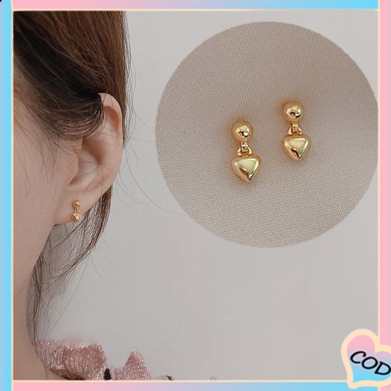 COD❤️ Anting Cinta Kecil Tetesan Air Kecil Berbentuk Hati Desain Niche Anting Sederhana Kelas Atas-A.one