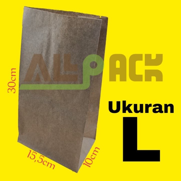 

✨ BISA COD ✨ KANTONG KERTAS , PAPER BAG WARNA COKLAT POLOS UKURAN L 100PCS