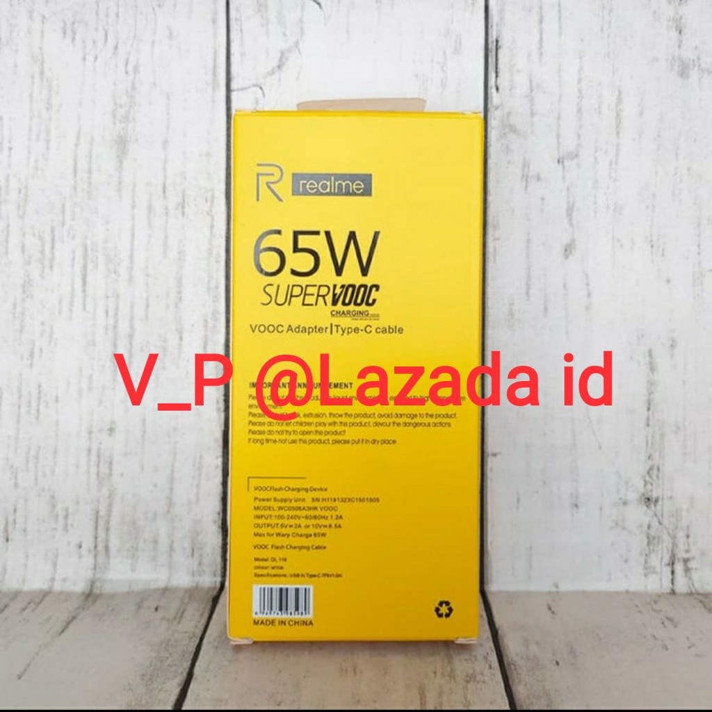 SUPERVOOC 65W - Charger Cas Realme 7 Pro - Realme 6 Pro - Realme X50 - Realme V15 - Realme Narzo 20 Pro - Realme X2 Pro XT - Realme X3 X7 X9 Pro SUPER VOOC Fast Charging 65Watt Original