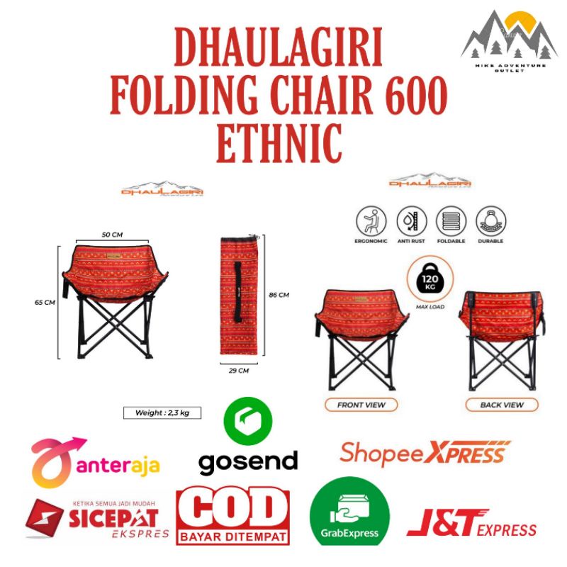 Folding Chair 600 Etchnic Dhaulagiri - Kursi Lipat Camping Outdoor