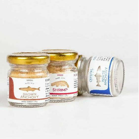 

Limited - Crystal of the Sea - Set of 3 Jar 20GR White Anchovy + Brown Anchovy + Shrimp Powder / Bubuk MPASI