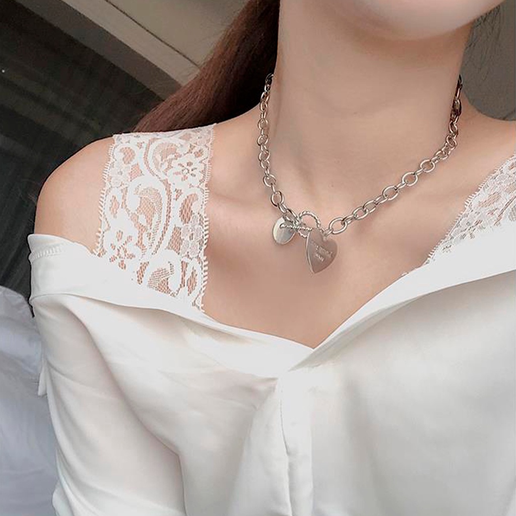 Kalung Choker Liontin Tulisan Love Gaya Punk Untuk Wanita