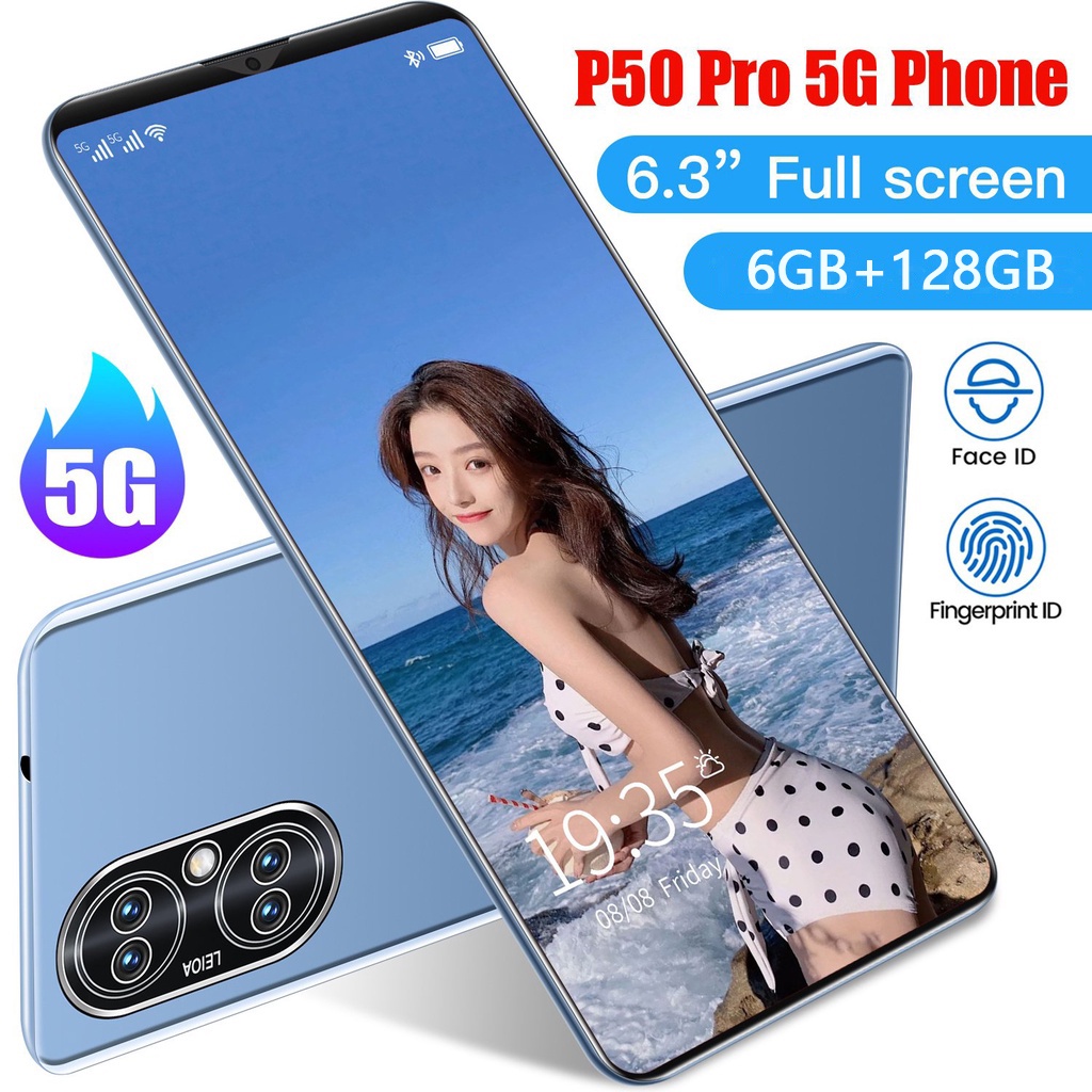 Hot Jual Asli P50 Pro Smartphone Ponsel Penjualan Asli 6 GB RAM + 128 GB ROM 6.3 Inci Ponsel Full HD Smartphone GPS