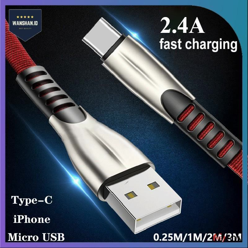 [WS] Kabel Data / Charger Fast Charging 2,4A Micro USB untuk Andoid &amp; Iphone