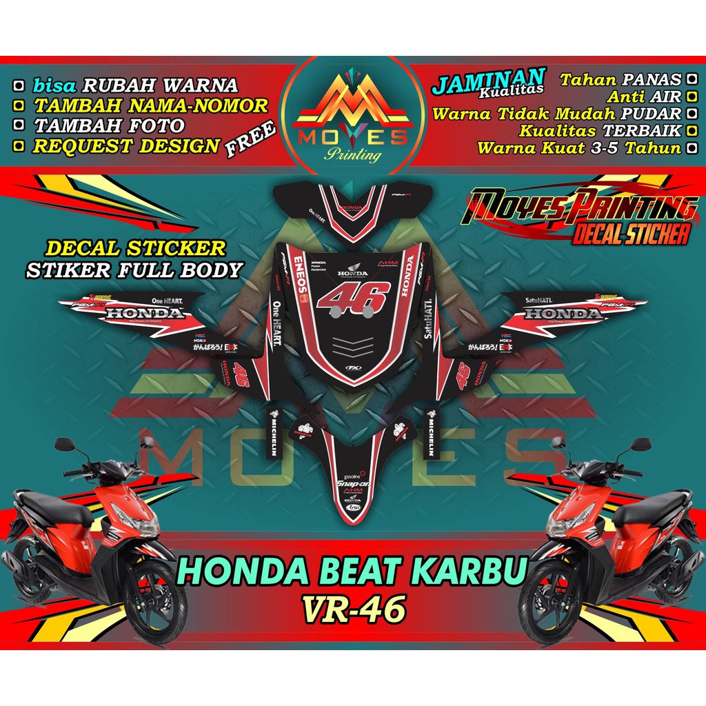 Decal beat Karbu Full Body Motif VR Keren - Honda Beat Karbu Full Body Stiker Motor