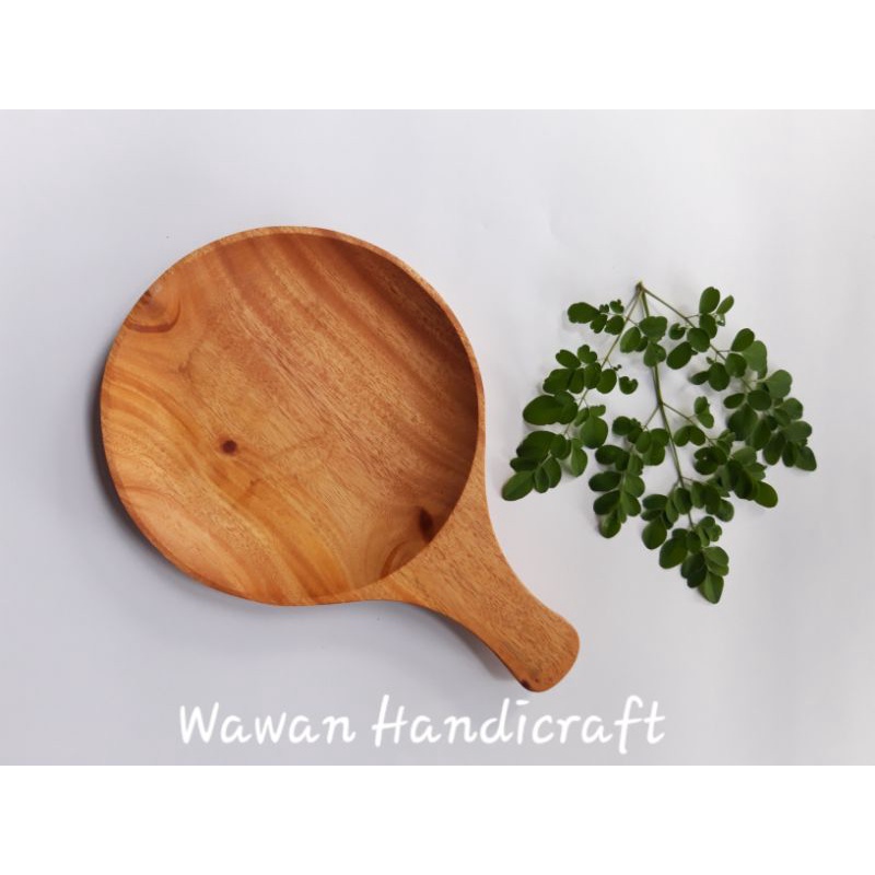 piring kayu/piring pizza/piring teflon/piring saji kayu mahoni 18cm-1