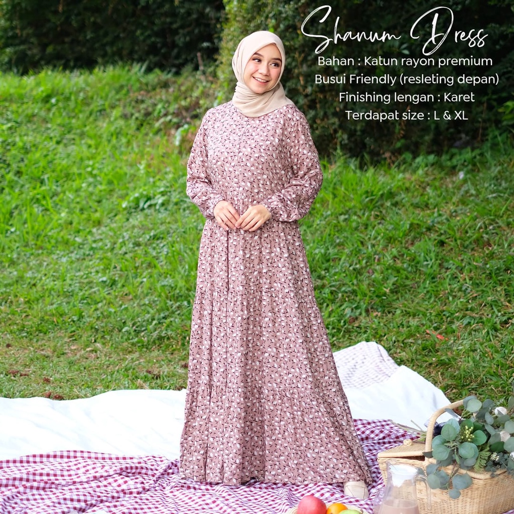 New - Gamis Dewasa Jumbo/Homey Dress Shanum-Bahan Katun Rayon Premium Motif Flower-Busana Muslimah Dewasa