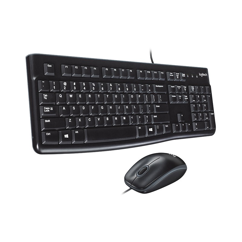 Keyboard mouse logitech wired usb 2.0 combo bundle membrane fullsize optical 1000dpi mk-120 mk120 Original