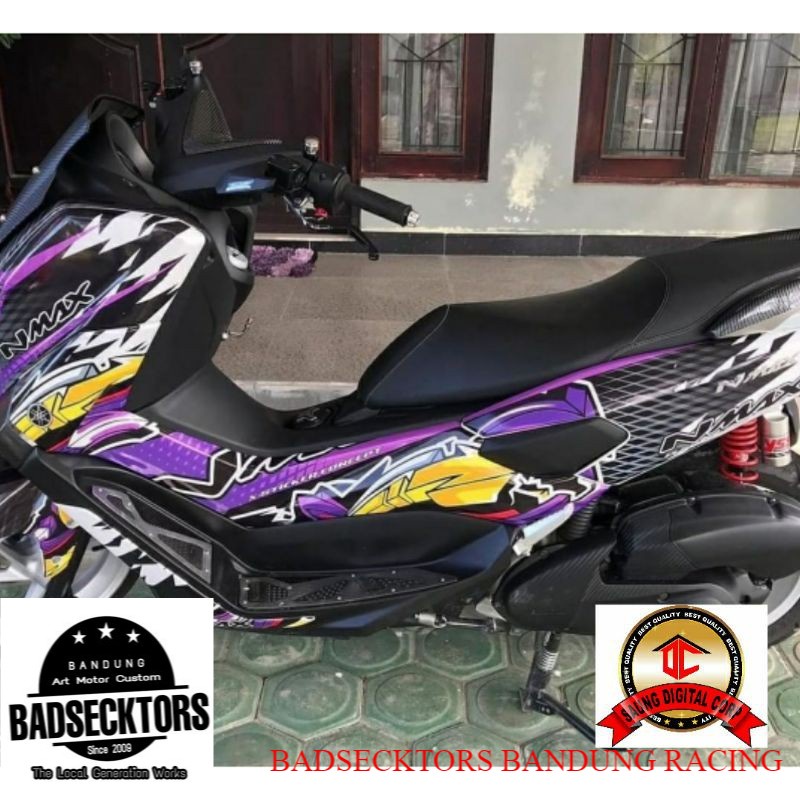 Decal Sticker NMAX Full Body Motif grafis ungu hitam Kode 1315 keren