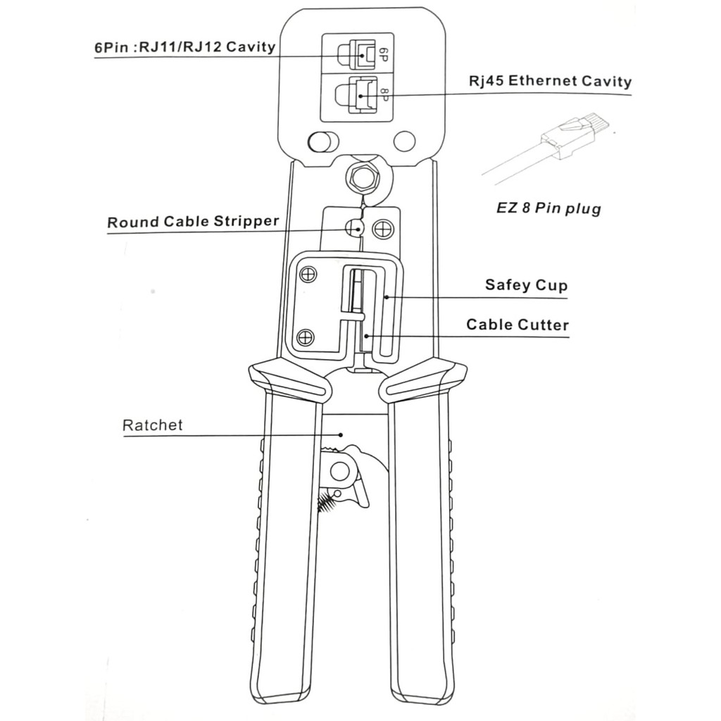 Tang Crimping Tools RJ45 CAT5 CAT6 RJ11 ANTI GAGAL with Cutter Stripper VORICOM