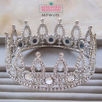 [STOK TERBATAS] HIASAN RAMBUT CROWN WEDDING MAHKOTA PENGANTIN SILVER MPW015