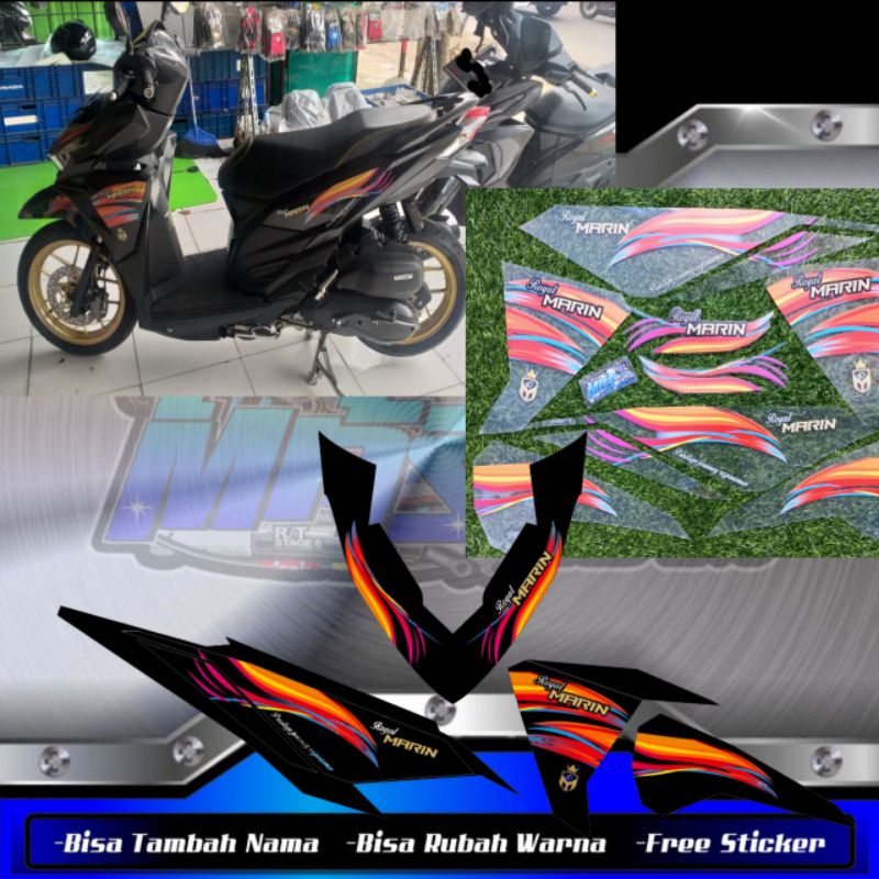 striping sticker vario led old 125-150 livery bus royal marin transparan custame