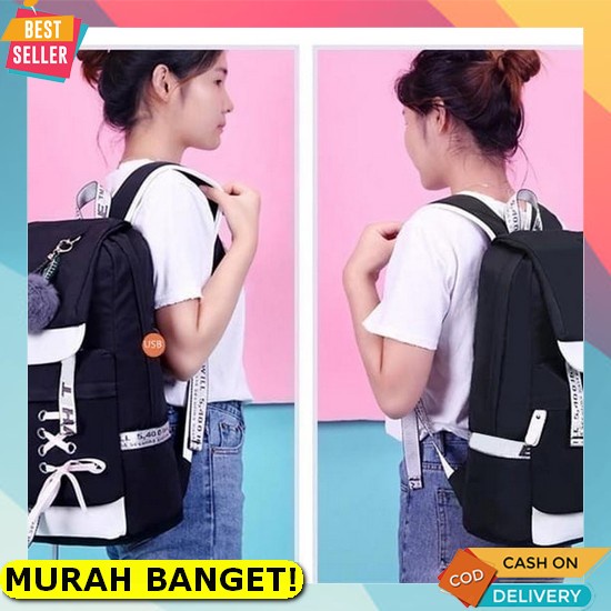 Km8X1 Tas Sekolah Import Ransel Anak Perempuan Tas Sekolah Anak Sd Karakter Lol Sequin Usap + Lampu 